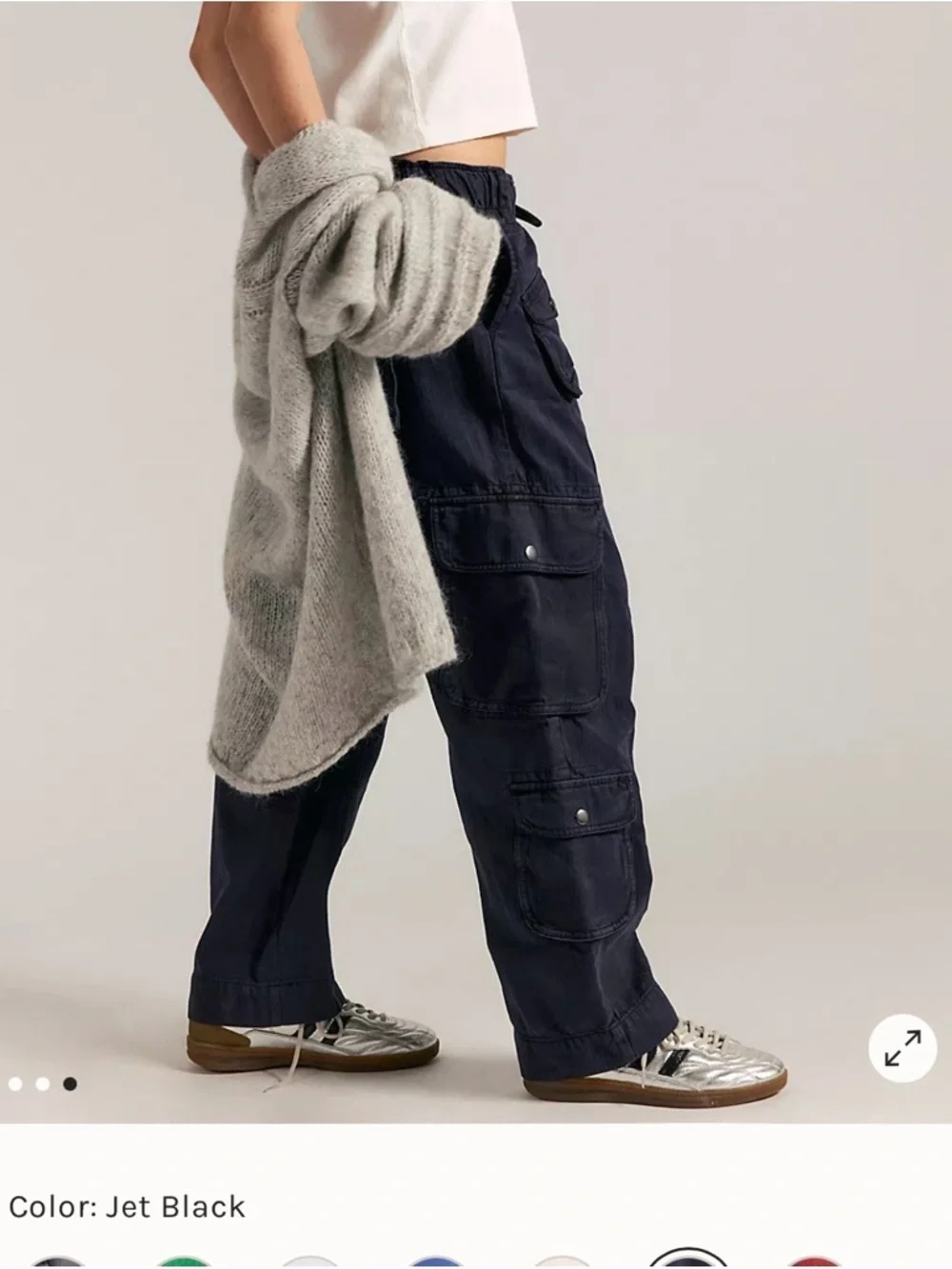 FREE PEOPLE Tahiti Cargo Pocket Utility Pants - Black and Dusty Rose - Picture 7 of 12